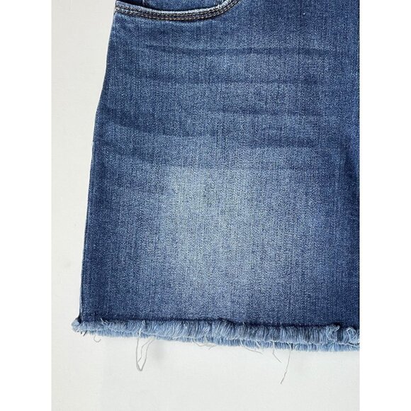 BP Denim Blue Medium Wash‎ Cotton Blend A Line Raw Hem Mini Skirt Size 28 - Picture 4 of 11